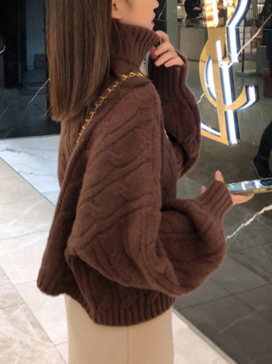 Casual Loose Vintage Solid Color Pullover Sweater