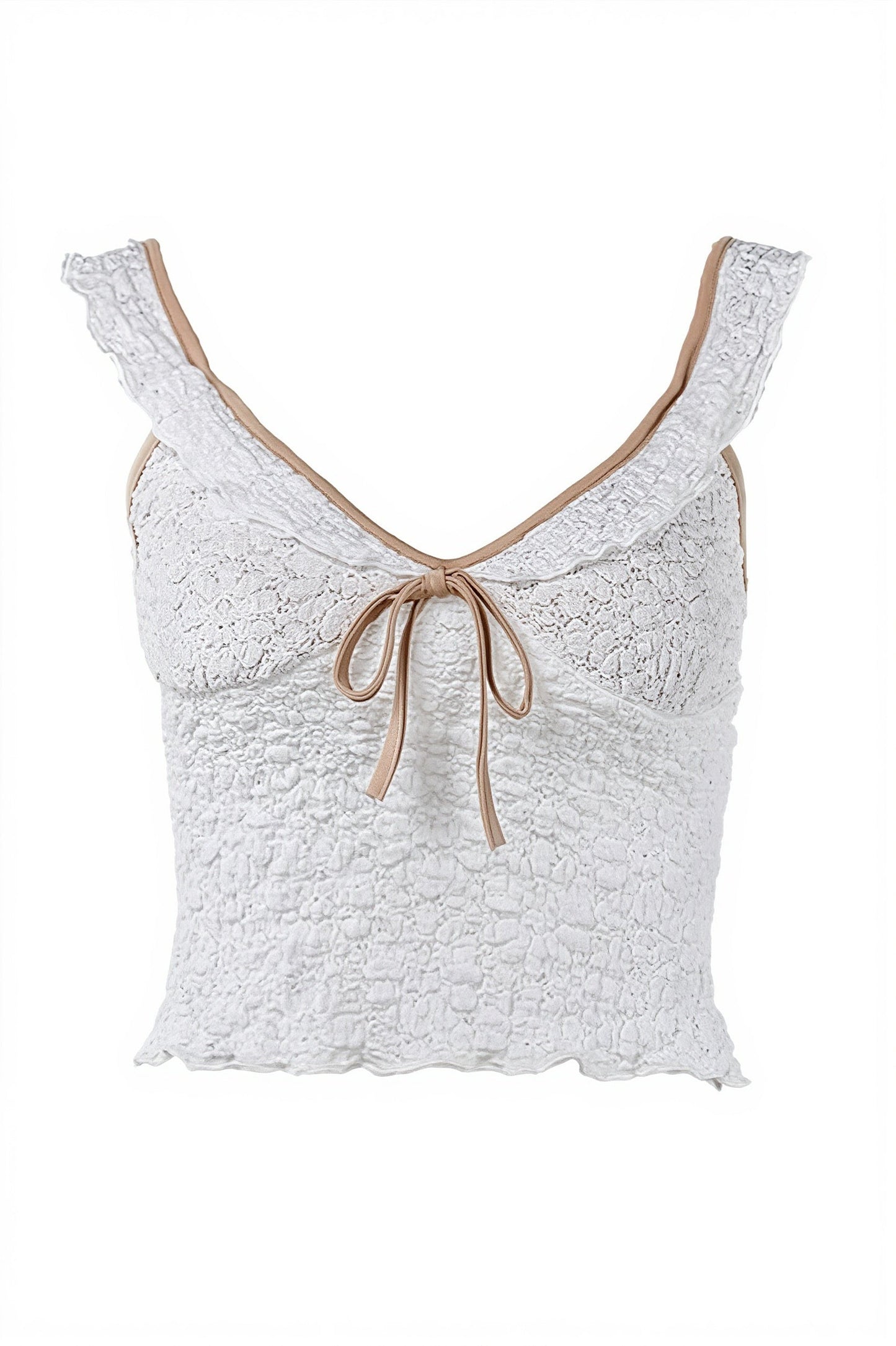 Sexy Sheer Lace Panel Trim Cami Top