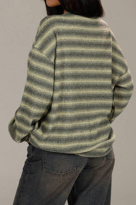 Relaxed Elegant Striped Knit Pullover Blouse