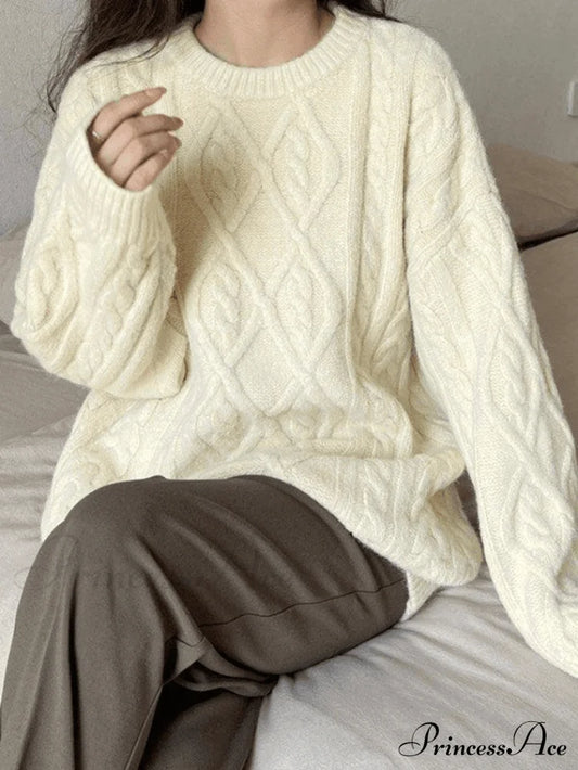 Warm Soft High-neck Loose Knit Sweater