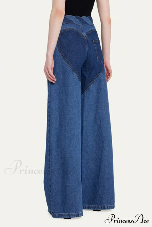 Patchwork Decoration Accessories Waist Denim Metal High Jeans