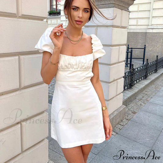 Summer Lace Linen Sexy Backless White Dress