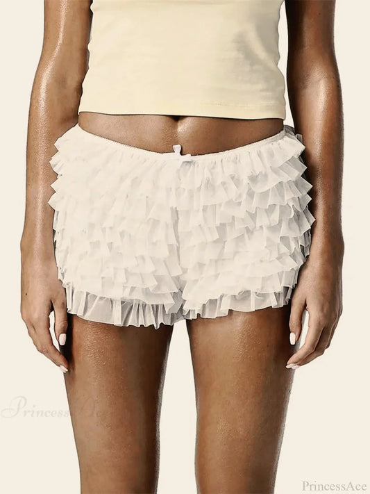Tiered Ruffle Bow Patchwork Short
