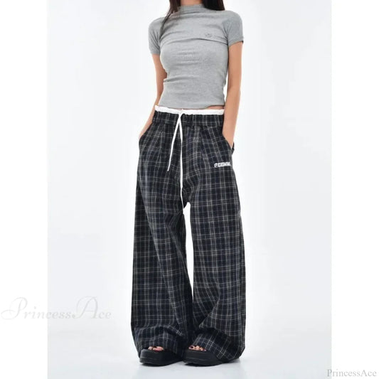 Vintage Y2K Plaid Women Sweatpants Pants