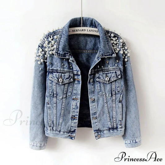 with Detailing New Autumn Women's Jacket Pearl - Denim Collection