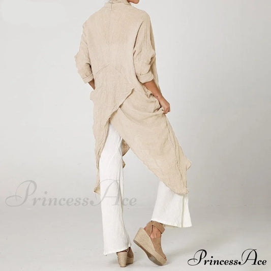 Solid Asymmetrical Cowl Neck Blouse