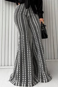 Striped Knit Elastic Flare Pants