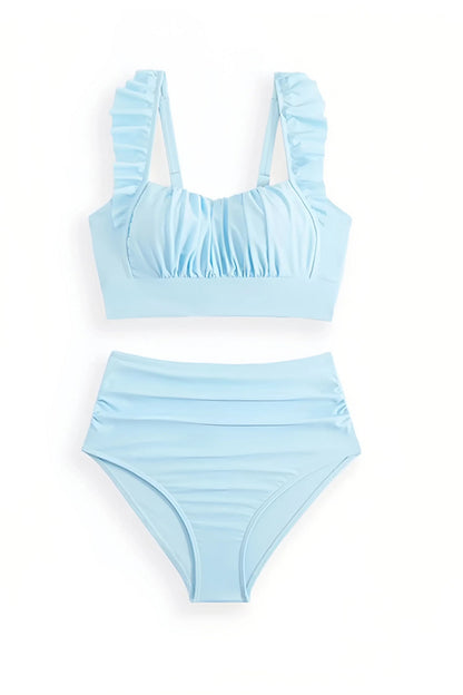 Ruffle Floral Print Swimsuit With Sarong