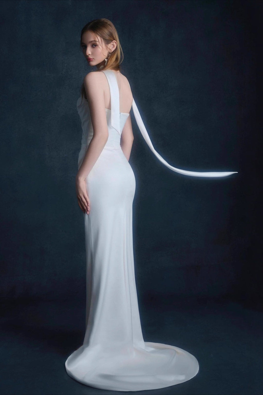 Satin Minimalist Bandeau Mermaid Reception Dress
