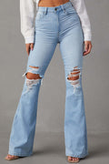 High Waist Ripped Flare Jean