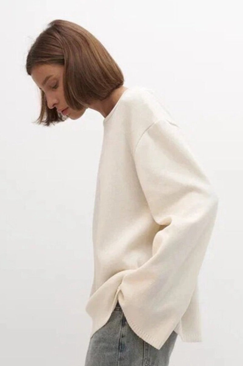 Cotton Pullover Open-Back Loose Sexy Knit Top