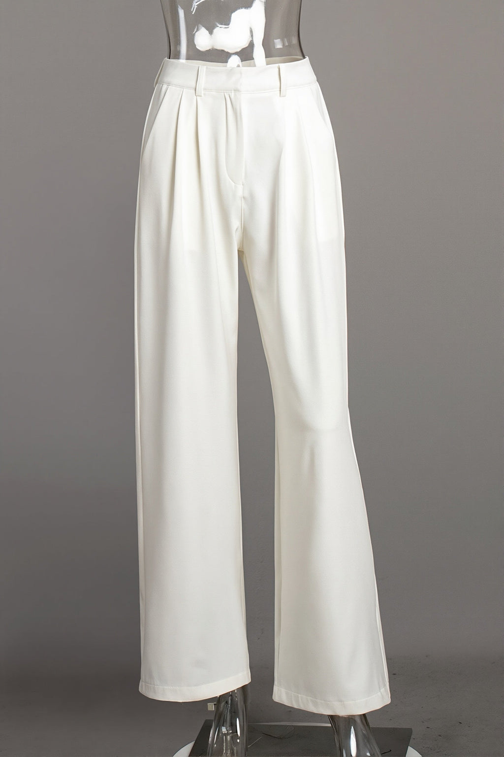Chic White High Waist Loose Pants