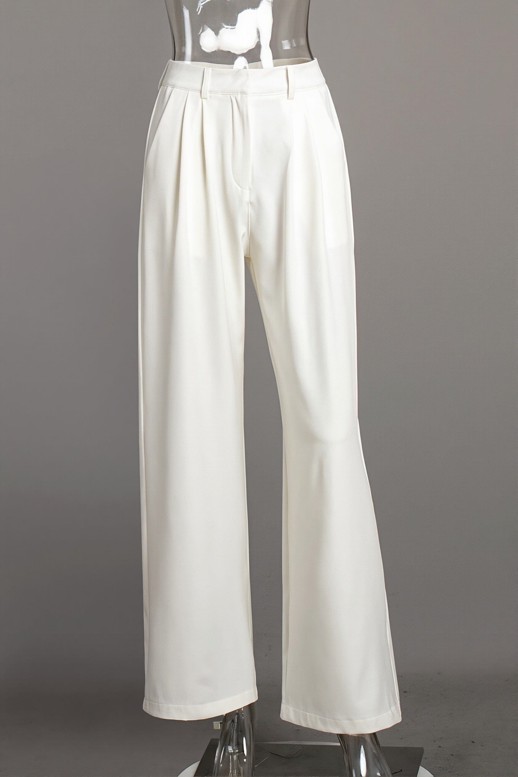 Chic White High Waist Loose Pants