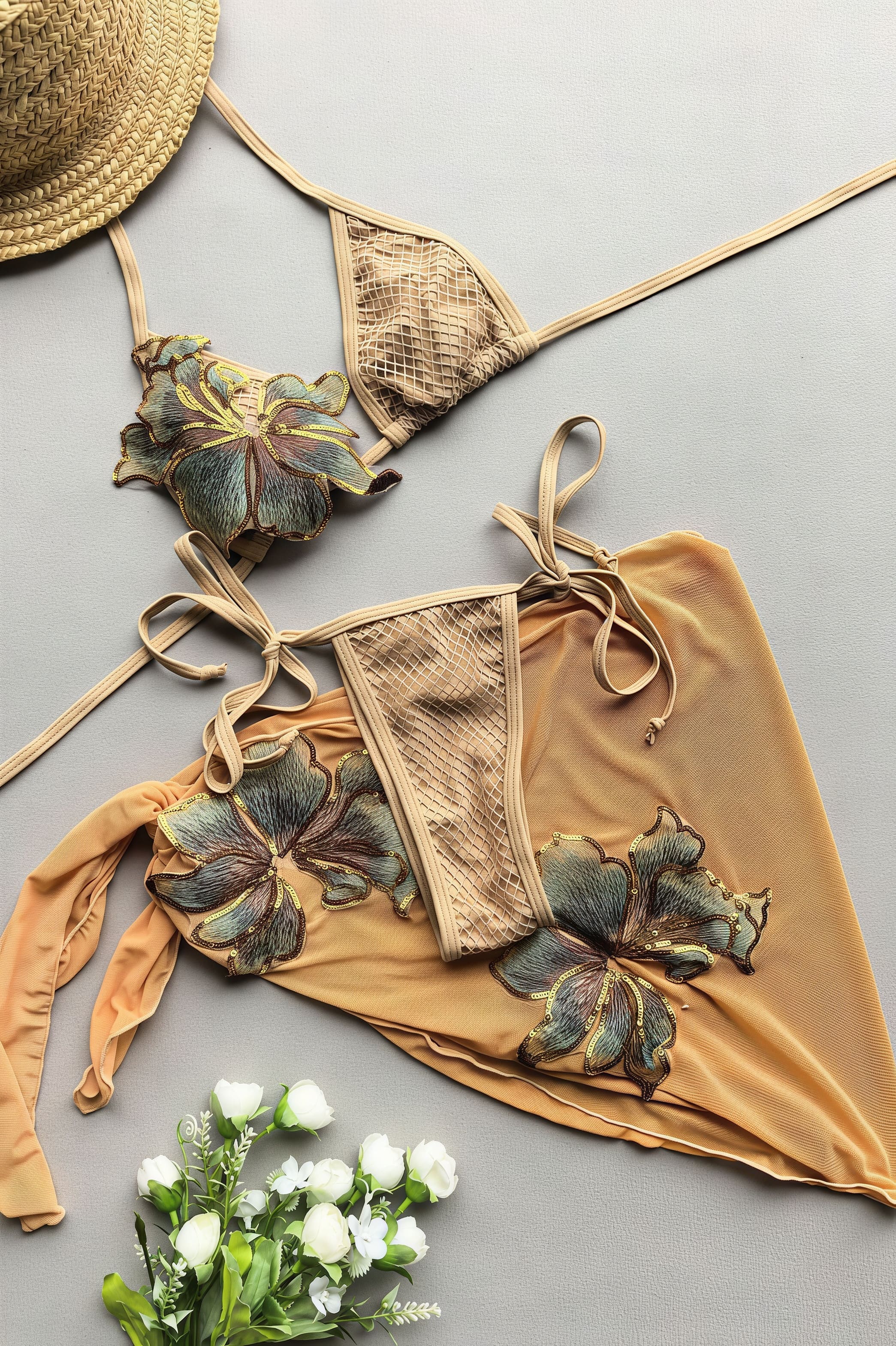 Chic Solid Bikini And Skirt Sexy Three Piece Swim Sets