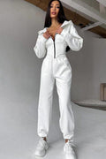 Hooded Drawstring Two Piece Pants Set