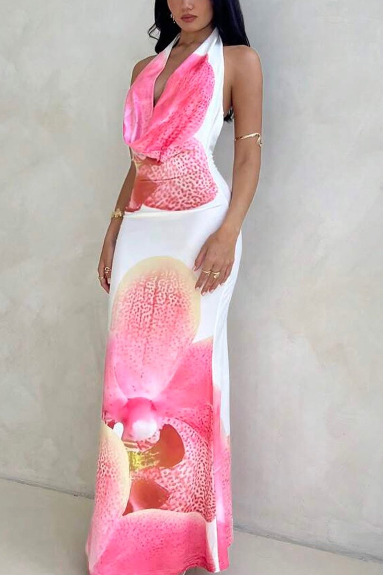 Floral Cowl Neck Pack Hip Dress