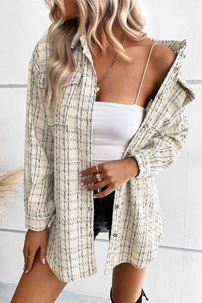 Plaid Button Up Pocket Belt Shacket
