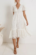 Lace Single-breasted Midi Dress