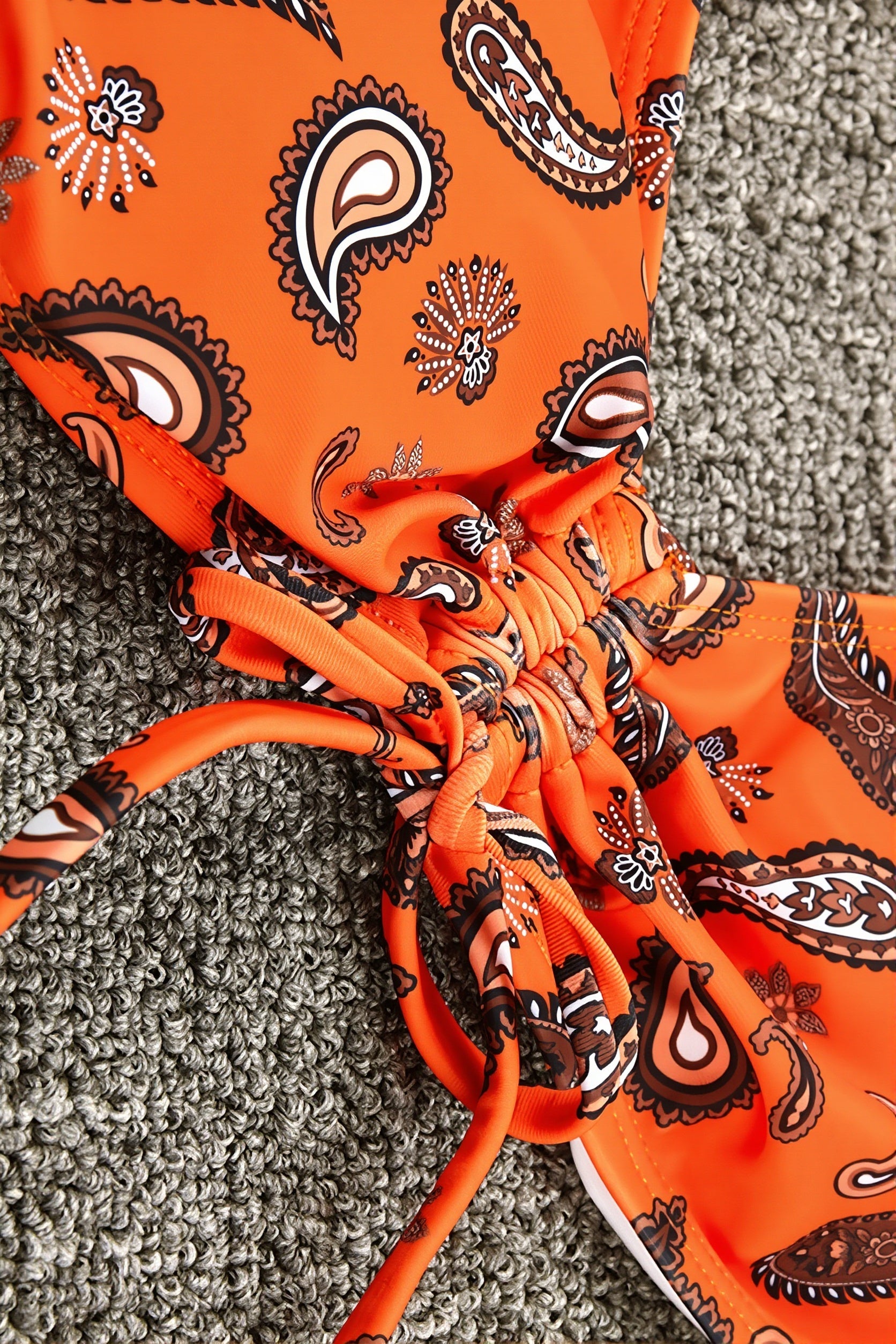 Paisley Orange Tie Bikini Set