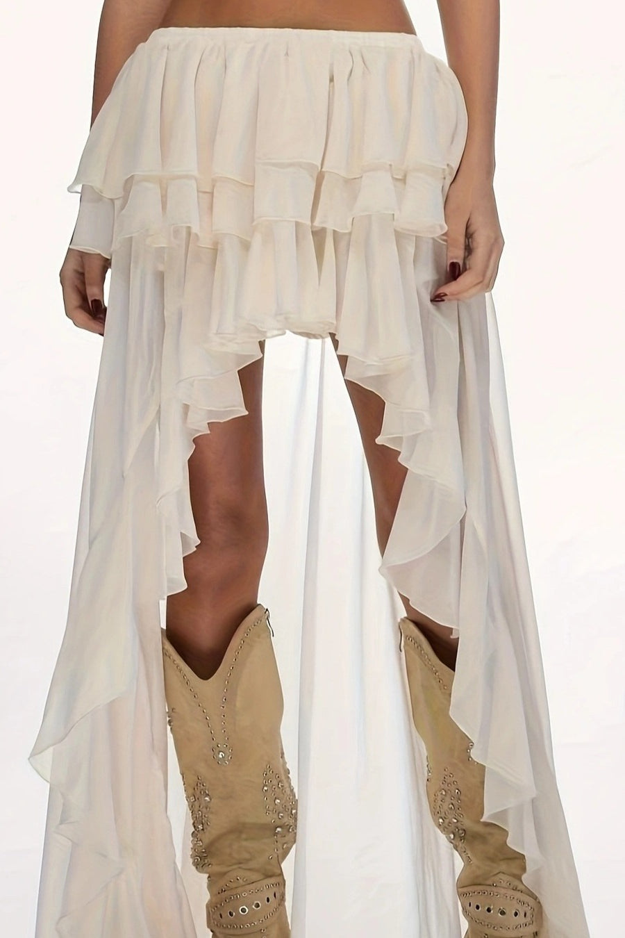 Sexy Waterfall Ruffle Layered Maxi Skirt