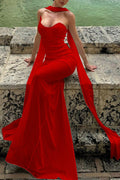 Draped Tie Sexy Mesh Patch Tube Prom Dress