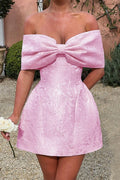 Elegant Bow Backless Cocktail Dress