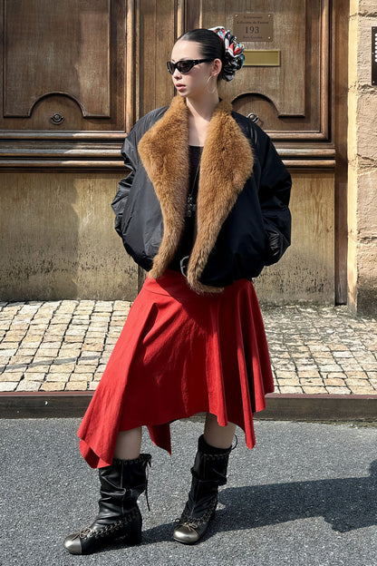 Chic Suede High Waist Asymmetrical Skirt