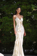 Satin Floral Tie-Back Slim Fit Slip Dress Party Dress