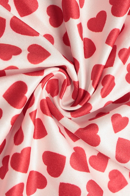 Vintage Tube Heart Print Split Midi Dress