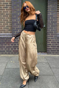 Summer Loose Fit Drawstring Parachute Cargo Pant