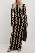 Striped Contrast Slim Knit Sweater Dress