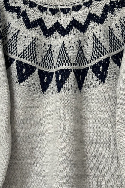Vintage Slouchy Jacquard Loose Knit Pullover Sweater
