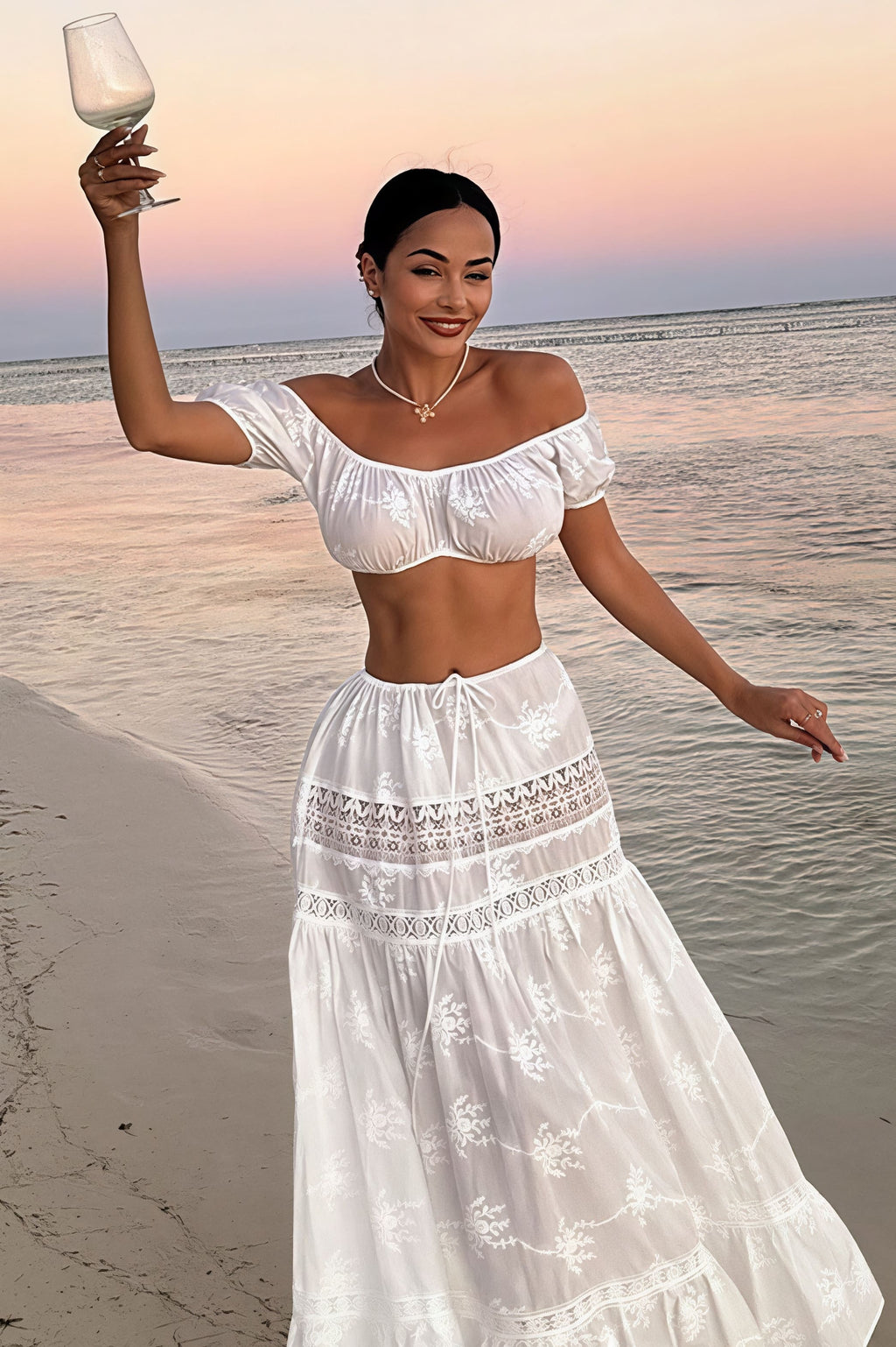 Pure Desire Crop Camisole High - Waist Skirt Set