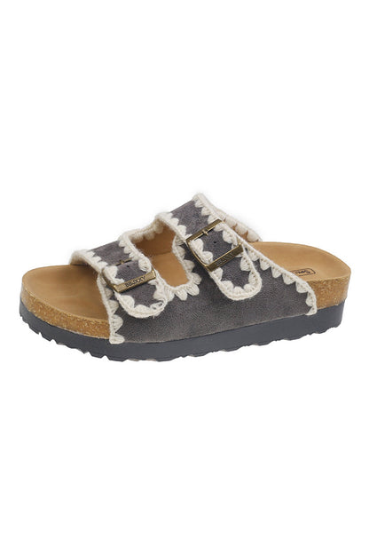 Candy Color Embroidery Platform Sandals