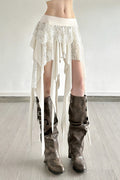 Chic Color Block Drape Tie Asymmetric Skirt
