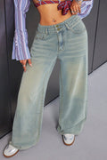 Button Front Vintage Loose Straight Jean