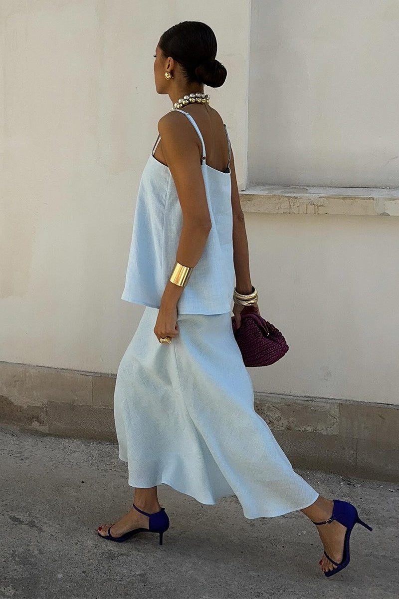 Sleeveless Casual Cami Mermaid Skirt Set