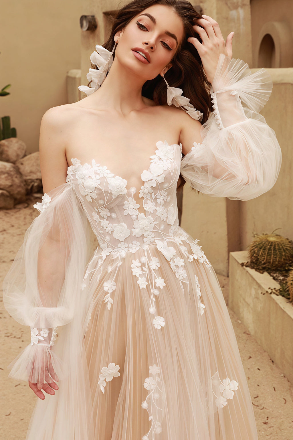 Strapless Vintage Lace Off Shoulder Wedding Dress