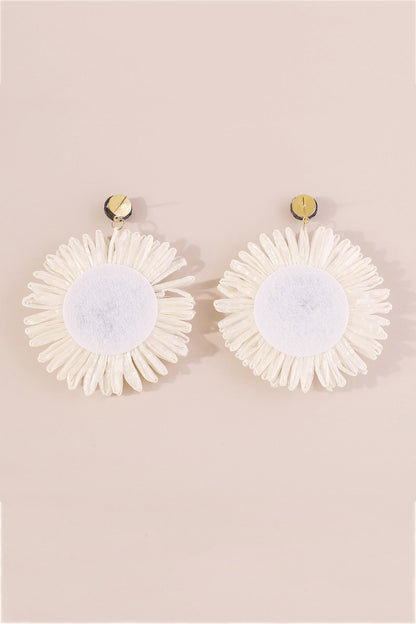 Bohemian Raffia Braided Floral Earrings