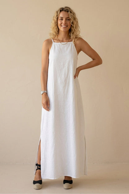 Cotton Linen Slit Cami Dress
