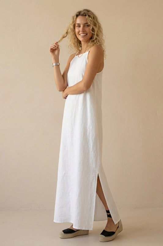 Cotton Linen Slit Cami Dress