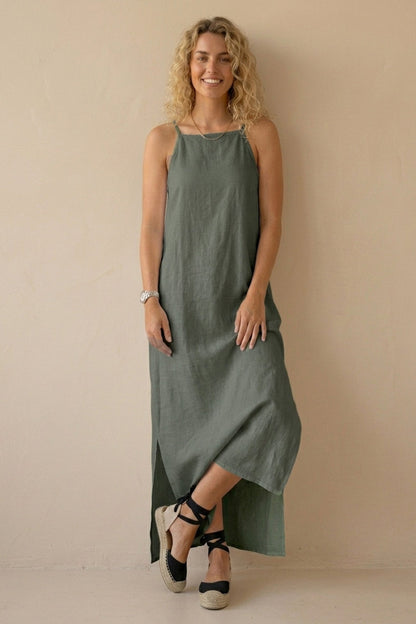 Cotton Linen Slit Cami Dress