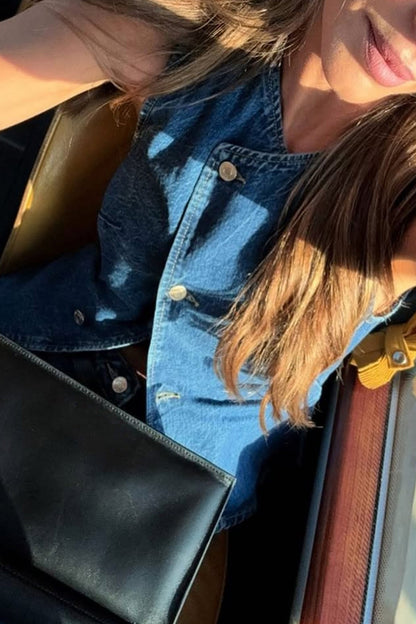 Denim Tank Top Wide Leg Jeans Set