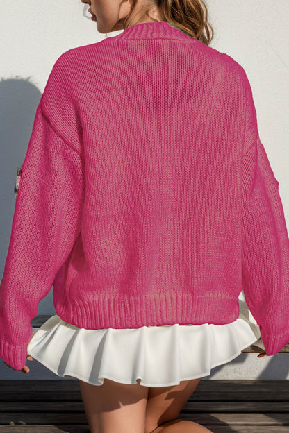 Floral Crochet Button-deon Cardigan