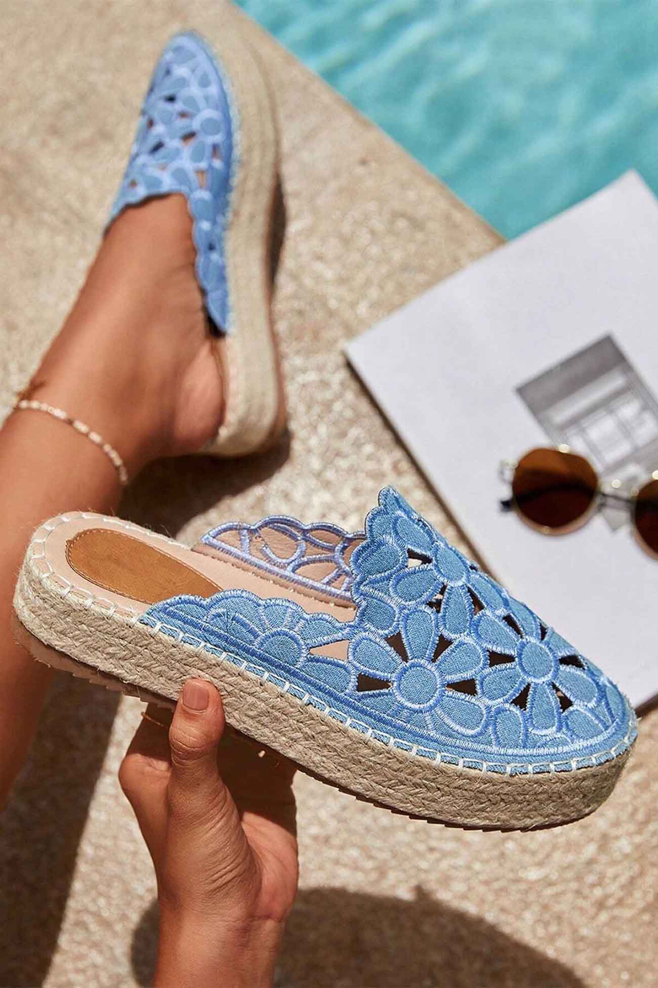 Flower Hollow Out Platform Sandals