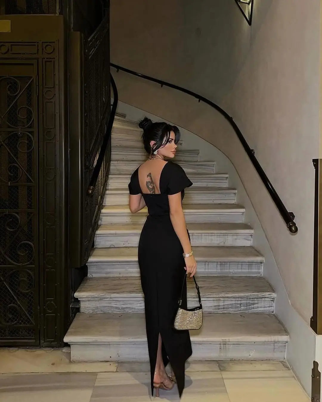 Rhinestone Neck Hanging Party Dress