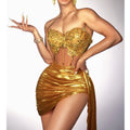 Golden Diamond Strapless Mini Dress