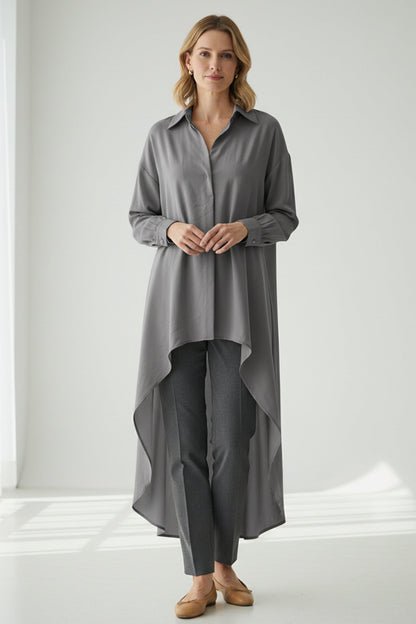 High Low Single-breasted Blouse