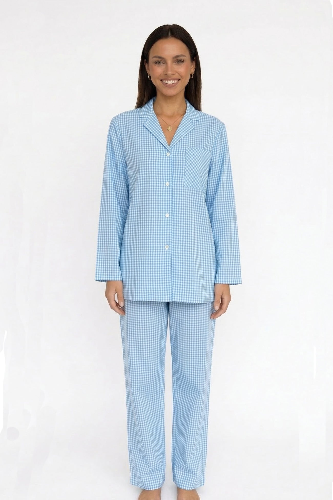 Plaid Blouse Cotton Two-piece Outfit