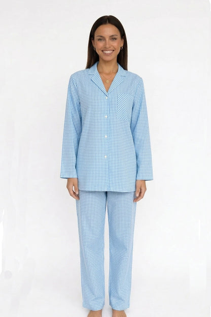 Plaid Blouse Cotton Two-piece Outfit